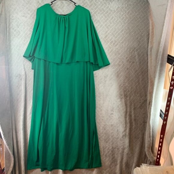 Eloquii Dresses & Skirts - Eloquii Womans 18 Dress Kelly Green Long Maxi Short Sleeve Ruched Round Neck